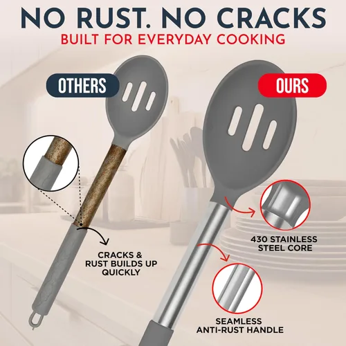 Miniatura 2 de Juego de utensilios de cocina de silicona resistente al calor de 450°F - 34 piezas de color gris - Juego para utensilios de cocina antiadherentes