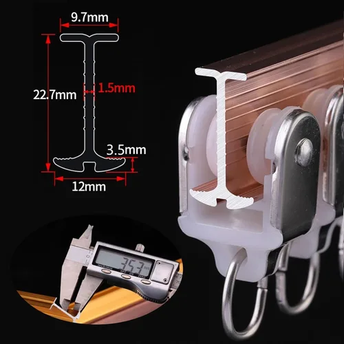 Miniatura 3 de Flexible Double Curtain Track Rail, Bendable Ceiling/Wall Mount System for Bay Windows & RV Room Dividers, Curved Guide Rail in Gold, 70cm/2.2ft