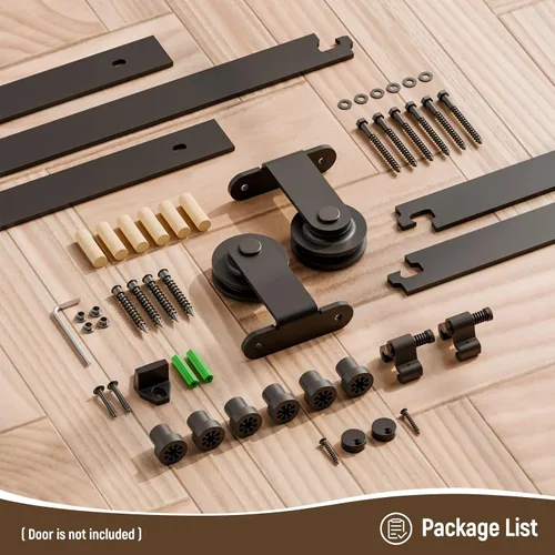 Miniatura 6 de CCJH - Kit de herrajes para puerta corrediza de granero de 10pies, resistente, suave y silencioso, fácil de instalar, p/paneles de puerta indiv.