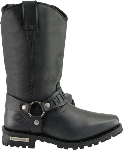 Miniatura 9 de Milwaukee Leather MBM9015 - Botas de motocicleta negras con arnés de estilo occidental de 11 pulgadas para hombre