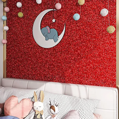 Miniatura 2 de FunStick Papel Tapiz con Purpurina Rojo Rubí Papel Tapiz Despegar y Pegar con Destellos Brillantes Papel de Contacto con Purpurina Roja Autoadhesivo