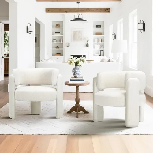 Miniatura 9 de COLAMY Silla decorativa moderna de terciopelo, silla tapizada, cómoda silla con brazo lateral con 3 patas para sala de estar, dormitorio, lectura