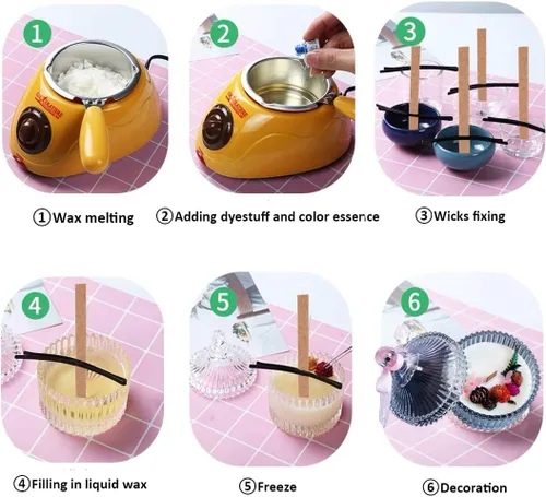 Miniatura 6 de Simoda 60 mechas de madera para velas con soporte de hierro, núcleos de velas, mecha natural respetuosa con el medio ambiente para hacer velas y 60