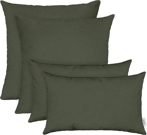 Miniatura 62 de RSH DECOR: Sunbrella Juego de 4 almohadas lumbares y cuadradas 20 x 12 pulgadas y 17 x 17 pulgadas Tela resistente al agua y a la decoloración