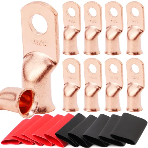 Miniatura 19 de TKDMR - Kit de 264 piezas de extremos de cable de batería, 132 piezas de terminales de anillo de lengüetas de cable de cobre resistentes AWG 8 6 4 2