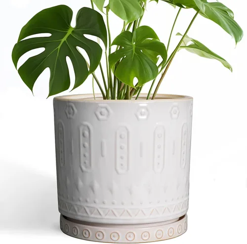Miniatura 40 de Maceta de Cerámica Eightpot - Maceta de 20 cm para Interior con Agujeros de Drenaje y Platillo, Maceta Redonda para Exterior, Maceta Moderna de Azul