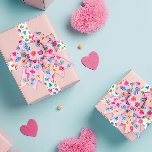Miniatura 6 de JarThenaAMCS Cinta con Borde de Alambre para el Día de San Valentín Cinta de Corazón de Conversación Cinta con Alambre de Corazón de Dulce Cinta