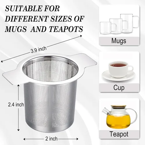 Miniatura 2 de Leden Colador de té de malla extra fina, infusor de té de acero inoxidable más empinado para té y café de hojas sueltas, filtro de té con gran