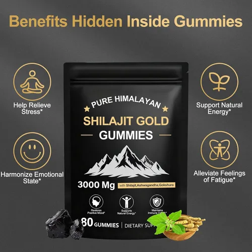 Miniatura 6 de Shilajit - Gomitas para hombres y mujeres, suplemento de micronutrientes de minerales fúlvicos para energía y bienestar, sin azúcar añadido, sin