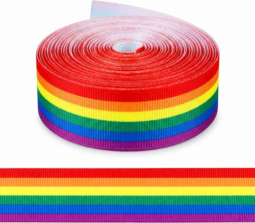 Miniatura 12 de LGBTQ Rayas LGBTQ Impreso 7/8 Pulgadas Cinta Grosgrain Blanca Gay Pride Cheer 10 Yardas