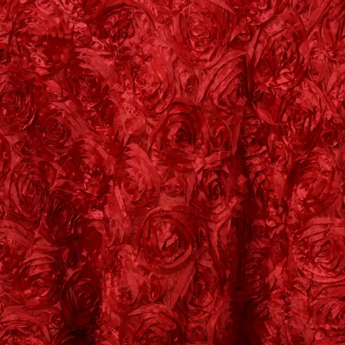 Miniatura 2 de Tableclothsfactory Manteles redondos con patrón de roseta/rosa 120" - Rojo