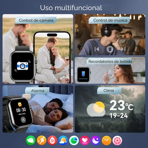 Miniatura 7 de Reloj inteligente para hombres y mujeres, batería de 1000 mAh, tiempo de espera de 100 días, pantalla HD de 1.85 pulgadas, rastreador de fitness