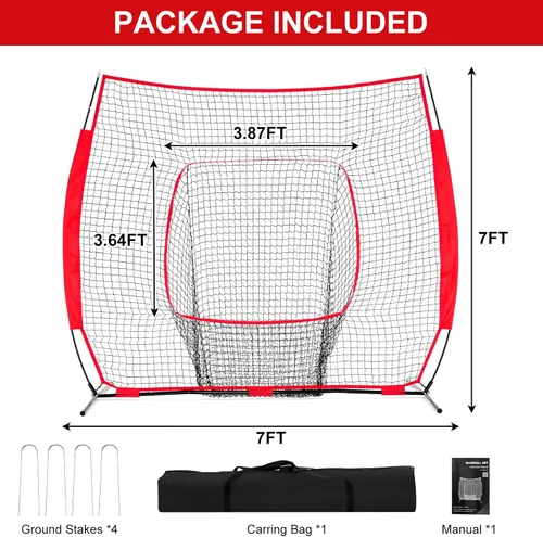 Miniatura 2 de NEWBULIG Red de béisbol y sóftbol de 7 x 7 pies, práctica de lanzamiento, bateo y redes de bateo, incluyendo bolsa portátil, para jugadores de todos
