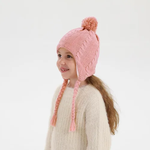 Miniatura 40 de Conjunto de guantes y gorro de invierno para niños, gorro de forro polar cálido, gorro de punto y guantes para niños y niñas