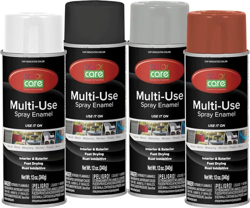 Miniatura 74 de Pintura en aerosol, 12 onzas, paquete de 6 (mezcla de colores cálidos: blanco brillante, rojo rubí, naranja, amarillo, marrón, negro brillante)