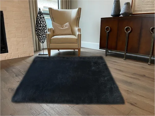 Miniatura 25 de LAMBZY Alfombra cuadrada de piel de oveja sintética, súper suave, hipoalergénica, de pelo de felpa de primera calidad
