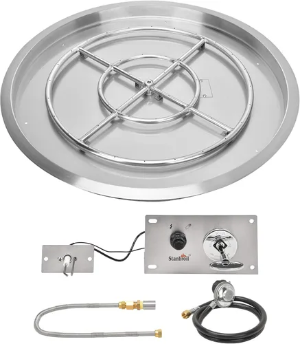 Miniatura 8 de Stanbroil Kit de hoguera redonda de 19 pulgadas con kit de encendido por chispa, versión de gas propano, acero inoxidable 304