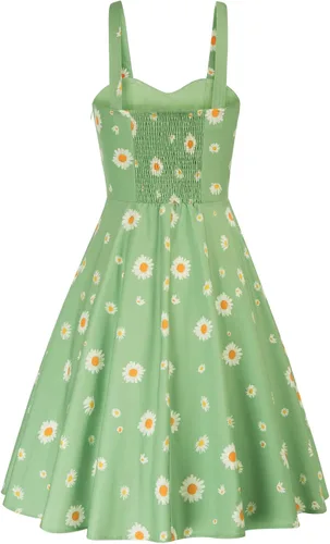 Miniatura 2 de Belle Poque Vestido vintage sin mangas para mujer, diseño floral, fruncido, lindo, acampanado, con vuelo, largo hasta la rodilla