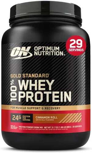Optimum Nutrition Gold Standard - Proteína en polvo de 100% suero de leche, sabor rollo de canela, 2 libras (paquete de 1) (el embalaje puede variar)