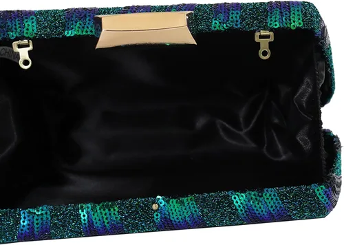 Miniatura 6 de Ayliss Bolso de noche para mujer, con cuentas de lentejuelas y pavo real, bolso cruzado, bolso de hombro para fiesta, vintage, baile de graduación