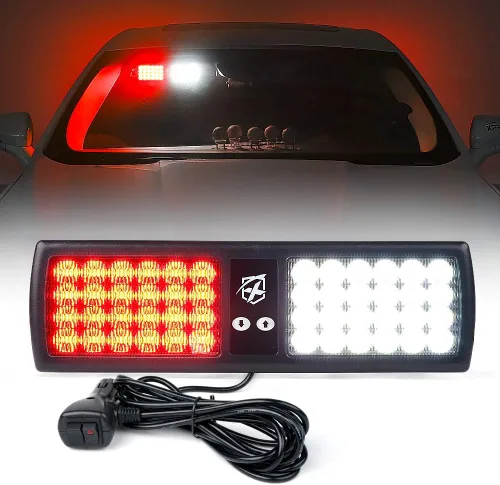 Miniatura 10 de Xprite - Luces estroboscópicas Amber de 48 LED para visor, luces interiores de parabrisas y protector solar, luces de advertencia de peligro
