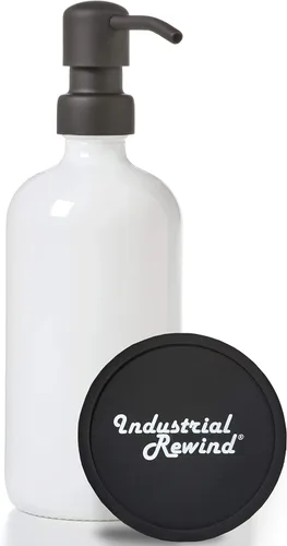 Miniatura 9 de Dispensador de jabón negro con bomba de metal y posavasos para parte inferior antideslizante, botella de vidrio de 16 onzas para jabón líquido