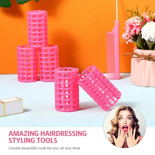 Miniatura 5 de Syhood 12 Piezas Rodillos de Cabello de Plástico para Mujeres Juego de Rizadores de Tamaño Grande Clips de Rodillo a Presión con Peine de Cola