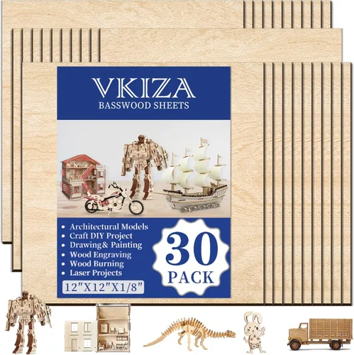 Miniatura 14 de 10 paquetes de hojas de madera contrachapada de nogal 12x12x1/8 pulgadas, 3mm de madera contrachapada para corte láser y grabado, madera sin acabado