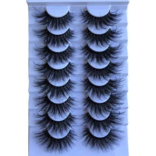 Miniatura 16 de Pestañas postizas marrones, pestañas naturales, ojo de gato, pestañas de banda transparente, pestañas esponjosas, paquete de 8 pares