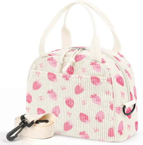 Miniatura 11 de WOBAGMEN Lonchera para Mujer, Bolsa de Almuerzo Linda de Cordura Aislada con Correa para Mujeres Adultas para Trabajo y Picnic (beige)