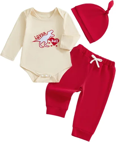 Miniatura 7 de Kuriozud Baby My First - Conjunto de ropa de 3 piezas para San Valentín