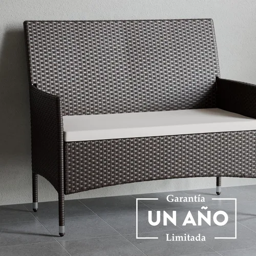 Miniatura 6 de Edenbrook Bayview - Muebles de ratán para patio, juego de muebles para exterior, juego de tres: sofá biplaza y 2 sillas, ratán marrón/crema