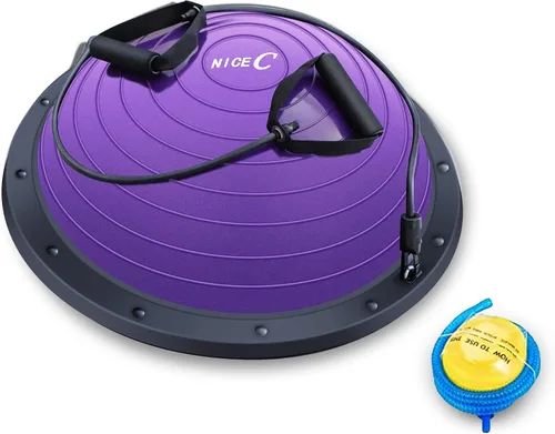 Miniatura 8 de Nice C Pelota de Equilibrio, Media Pelota, Pelota de Equilibrio, Entrenador de Ejercicios, con Banda de Resistencia, Yoga de Fitness y Fuerza