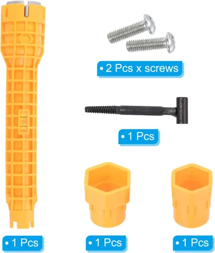 Miniatura 3 de PATIKIL Instalador de grifo y fregadero, llave multiusos 8 en 1, herramienta de fontanería para inodoro y lavabo, color amarillo