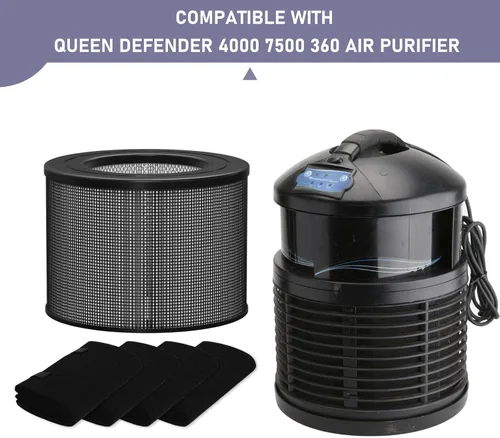 Miniatura 4 de Ontheone Filtro HEPA de repuesto compatible con filtro Queen Defender 4000 7500 360 purificador de filtro de aire, filtro HEPA verdadero de alta