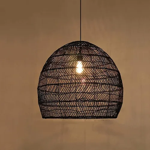 Miniatura 10 de Arturesthome Lámpara colgante de techo tejida rústica de 15.7 pulgadas, candelabros de ratán, luz colgante para casa de campo, cocina, isla y comedor