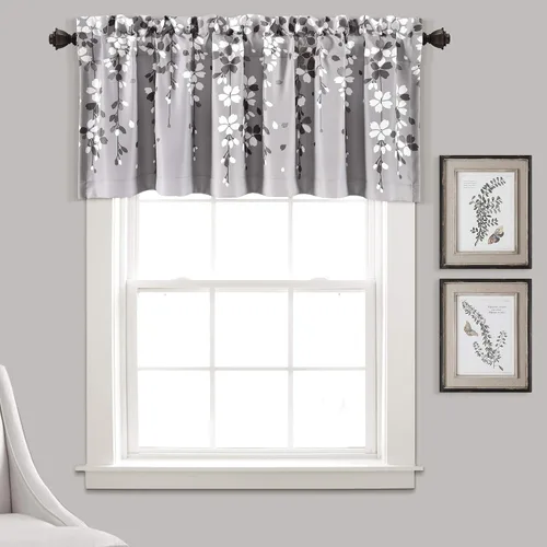 Miniatura 22 de Lush Decor Cenefa para ventana con filtro de luz, colección Weeping Flower, juego de cortinas, un par, 52" de ancho x 95" de largo + 2" de cabecera
