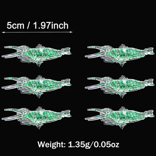 Miniatura 3 de Cebos de señuelo de camarones suaves, 20 cebo de camarón artificial, señuelos de pesca con brillo, 2.0 in, kit de gambas de gambas de silicona