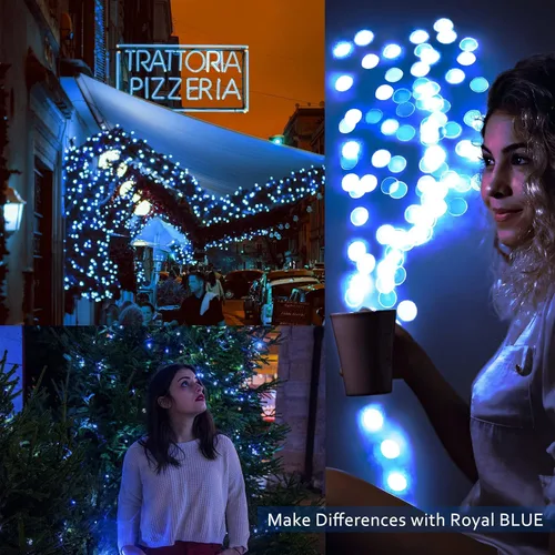 Miniatura 7 de SmilingTown 15 paquetes de luces de cadena de hadas, 6.6 pies, 20 luces LED, funciona con pilas, alambre de cobre plateado, luces de cadena Azul