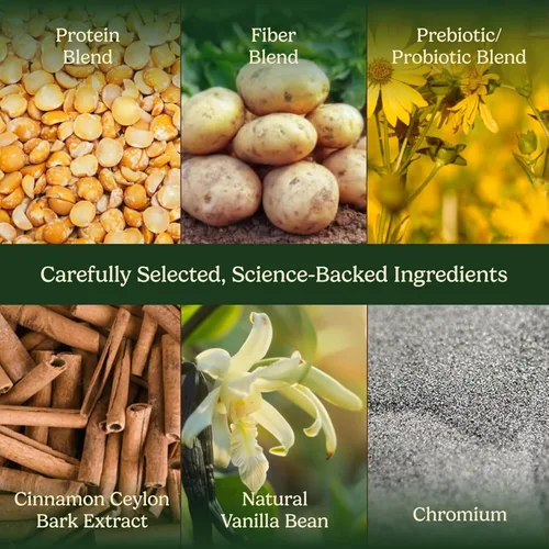 Miniatura 9 de Field's Great Batido de proteína de vainilla todo en uno a base de plantas, envejecimiento saludable, 1.06 onzas de proteína, 0.18 onzas de fibra +
