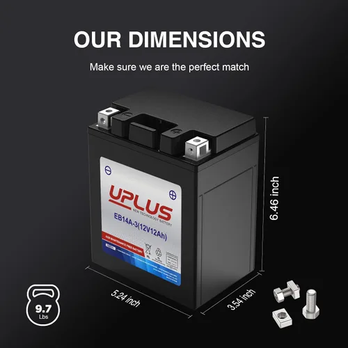 Miniatura 3 de UPLUS YTX14AHL-BS Batería para Motocicleta, EB14A-3 12V 12Ah Baterías SLA sin mantenimiento para scooter ATV Batería AGM, repuesto para PTX14AHL-BS