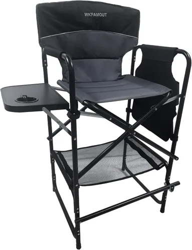 Miniatura 9 de Silla de director plegable alta de 30.7 pulgadas de altura del asiento, taburete de bar plegable para artista de maquillaje, pintura facial con mesa