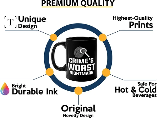 Miniatura 3 de Taza de café detective de 11 onzas, color negro, crimes peor pesadilla, oficial de policía, patrulla policial, detective, policía, policía, policía