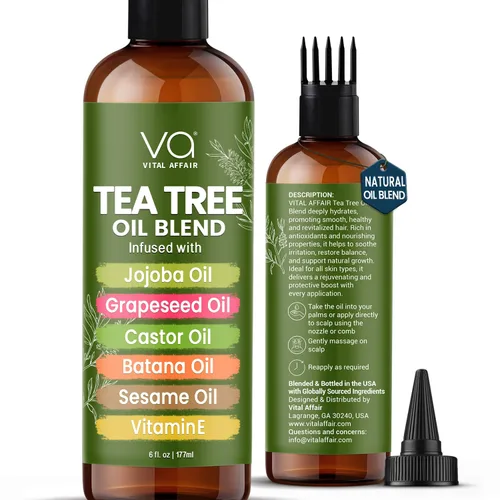 VITAL AFFAIR Aceite de Árbol de Té Para el Cabello Con Jojoba, Ricino, Aceite de Batana - Tratamiento de Árbol de Té Para el Cabello y Cuero