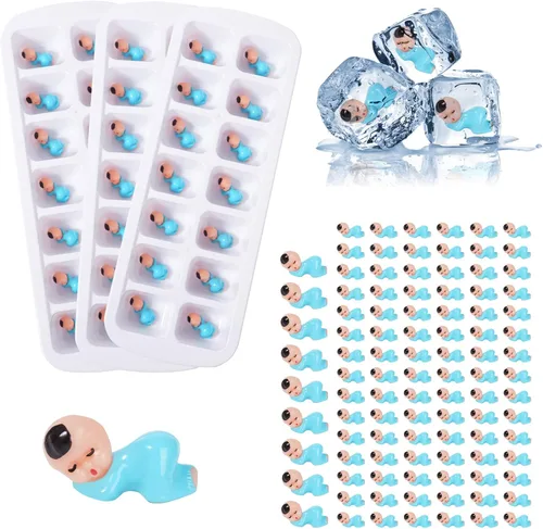 Miniatura 8 de ZYFLSQ My Water Broke Baby Shower Game 60 mini bebés de plástico multicolor, 3 bandejas de cubitos de hielo, 1 letrero