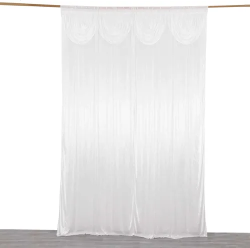 Miniatura 4 de Efavormart - Cortina de satén plisada de doble cortina blanca para fotos de boda, panel de cortina brillante para fiestas, 10 x 10 pies