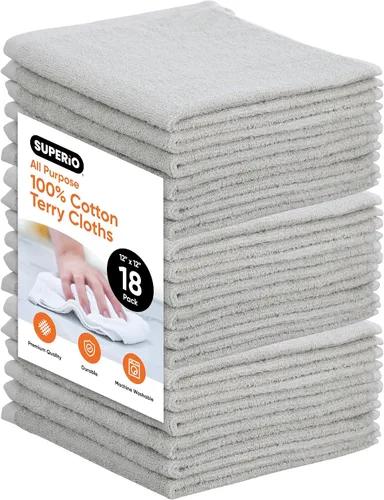 Miniatura 27 de Superio Toallas de rizo de algodón, toallas grises 100% algodón, trapos de limpieza para cuerpo y cara, toallas de spa, multiusos