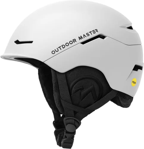 OutdoorMaster ELK MIPS - Casco de esquí, casco deportivo de nieve y snowboard para hombres, mujeres y jóvenes Blanco Perlado