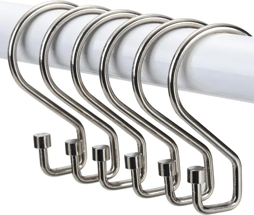 Miniatura 8 de Goowin Ganchos para Cortina de Ducha, 12 Pcs Anillos de Cortina de Ducha en Forma de S, Anillos de Cortina de Ducha Negros a Prueba de Óxido, Bronce