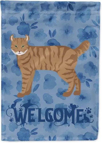 Miniatura 364 de Caroline's Treasures CK4813CHF - Bandera de bienvenida con gato abisinio azul, manga grande, para porche, para colgar en la pared, poliéster